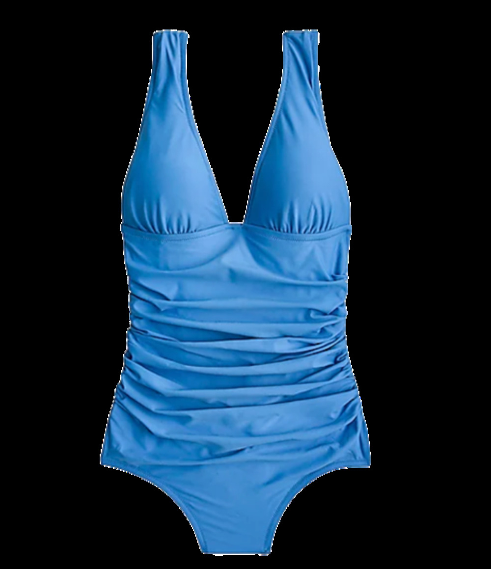 J.Crew Ruched Femme One Piece Swimsuit Blue 24 NEW